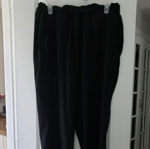 Black Crepe Paperbag Pants